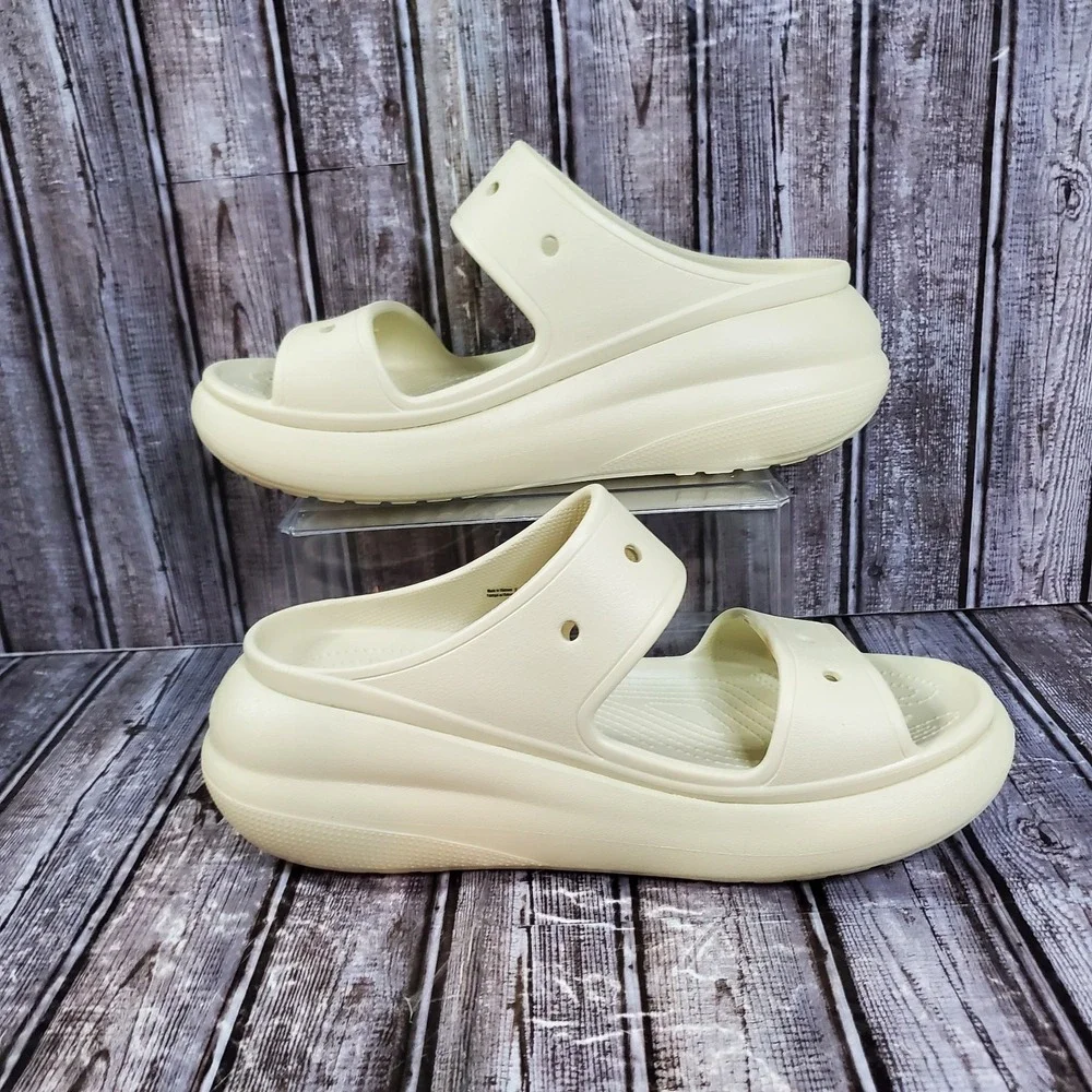 Crocs Men's Classic Crush Sandal Bone Off White Platform Slide Size 11